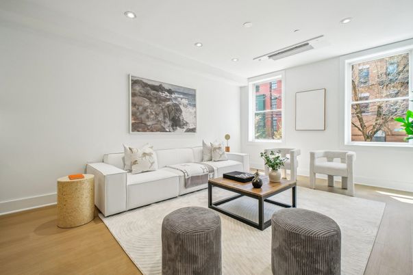 Interior, Living room, Recessed Lighting, Wood Texture Flooring