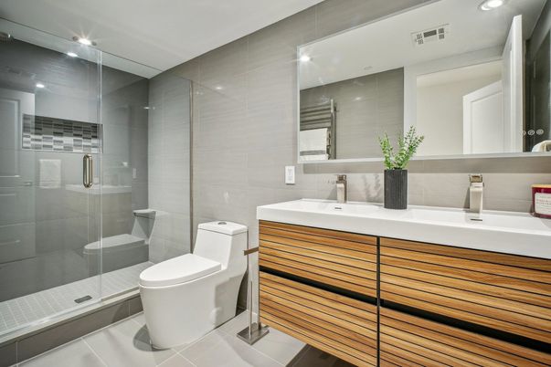 Bathroom, Glass Shower, Interior, Recessed Lighting, Sauna Room