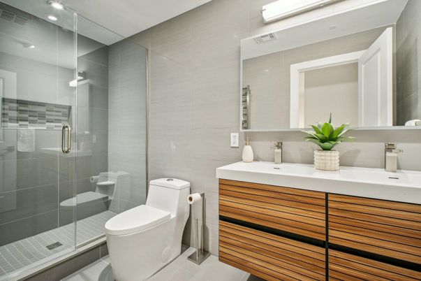Bathroom, Glass Shower, Interior, Recessed Lighting