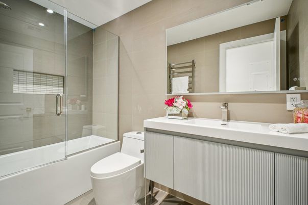 Bathroom, Glass Shower, Interior, Recessed Lighting