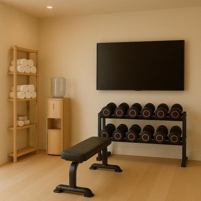 Fitness Equipment, Interior, Recessed Lighting, Wood Texture Flooring