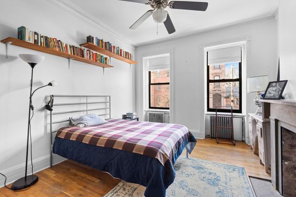Bedroom, Fireplace, Interior, Wood Texture Flooring