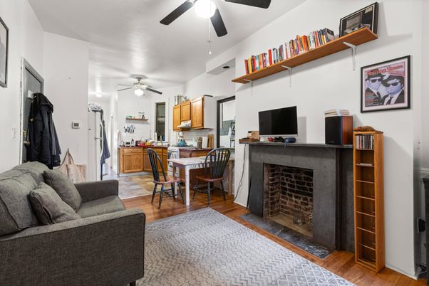 Dining room, Fireplace, Interior, Kitchen, Living room, Wood Texture Flooring