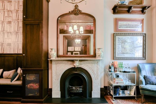 Fireplace, Interior, Pendant Lights