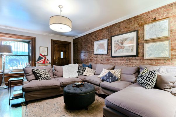 Interior, Living room, Stone Walls, Wood Texture Flooring