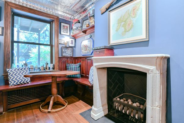 Fireplace, Home Office, Interior, Wood Texture Flooring