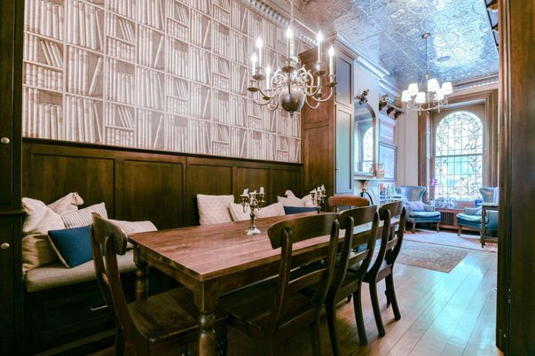 Chandelier, Dining room, Interior, Wood Texture Flooring