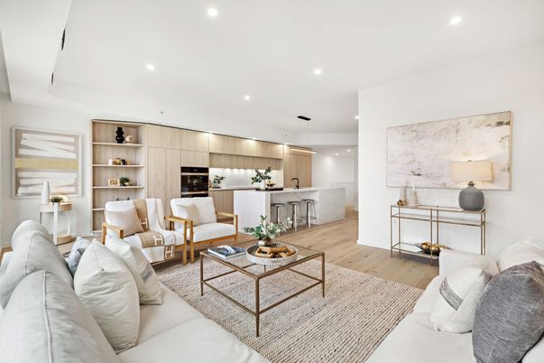 Interior, Kitchen, Living room, Pendant Lights, Recessed Lighting, Wood Texture Flooring