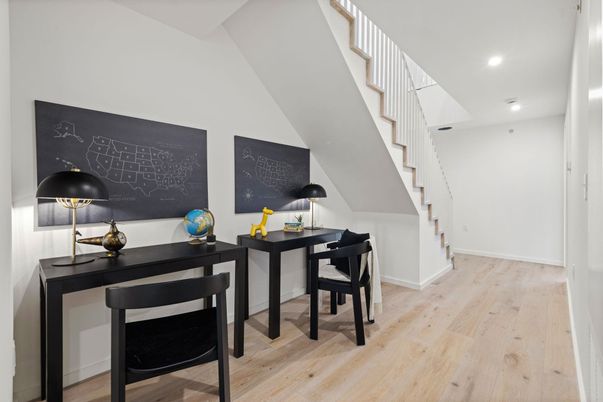 Home Office, Interior, Recessed Lighting, Wood Texture Flooring
