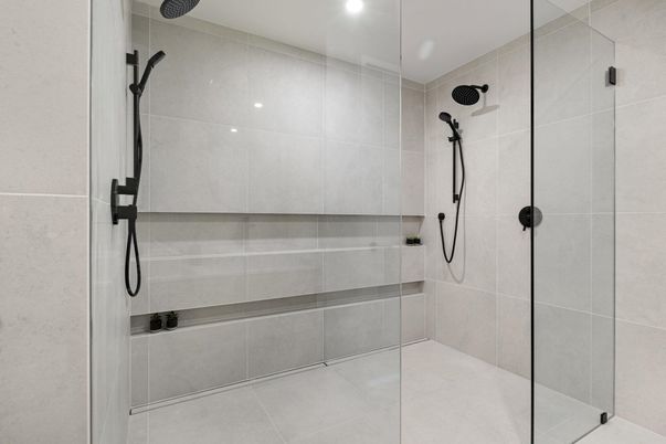 Bathroom, Glass Shower, Interior, Recessed Lighting