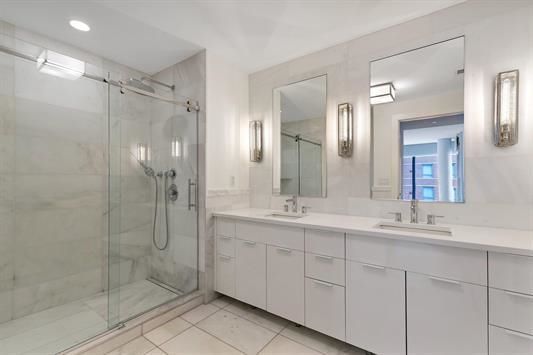 Bathroom, Dual Sink Vanities, Glass Shower, Interior, Recessed Lighting