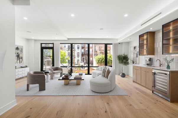 Interior, Kitchen, Living room, Recessed Lighting, Stainless Steel Appliances, Wood Texture Flooring