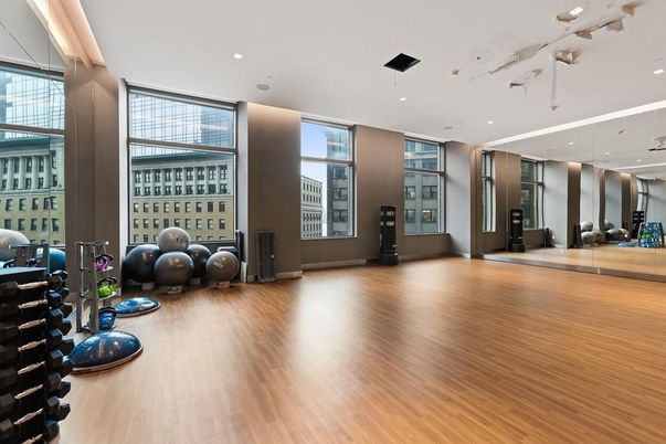 Fitness Equipment, Interior, Recessed Lighting, Wood Texture Flooring