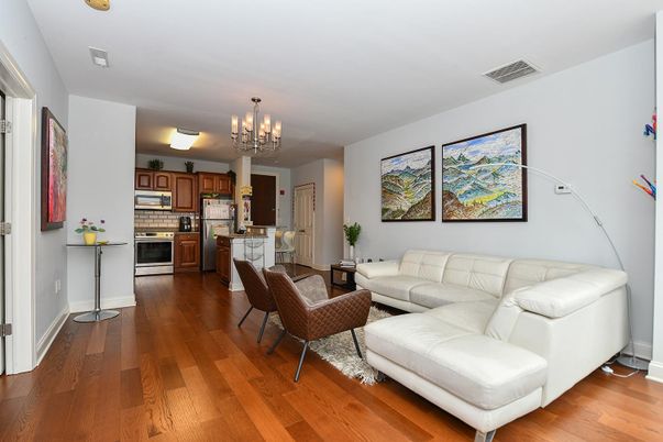 Chandelier, Interior, Kitchen, Living room, Stainless Steel Appliances, Wood Texture Flooring