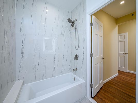 Bathroom, Interior, Recessed Lighting, Wood Texture Flooring