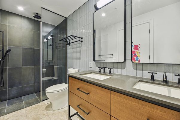 Bathroom, Dual Sink Vanities, Glass Shower, Interior, Recessed Lighting