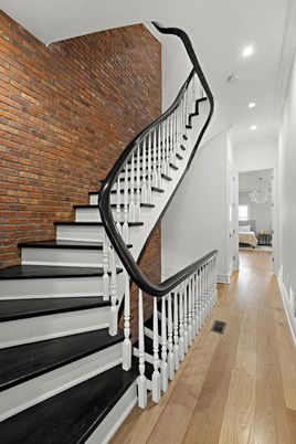 Interior, Recessed Lighting, Stone Walls, Wood Texture Flooring
