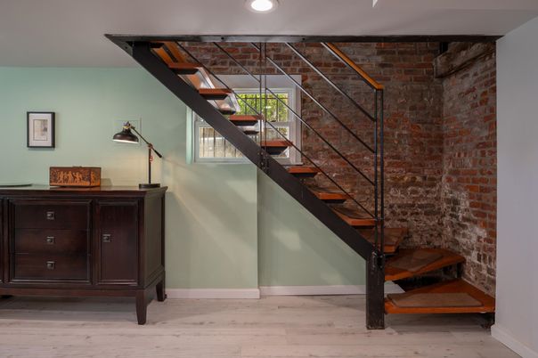 Interior, Recessed Lighting, Stone Walls, Wood Texture Flooring