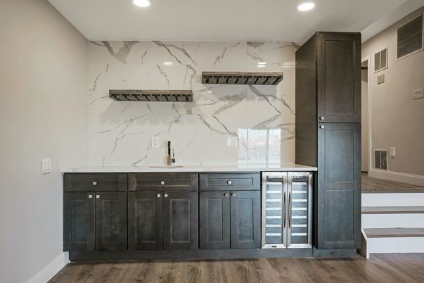 Interior, Marble Walls, Recessed Lighting, Wood Texture Flooring