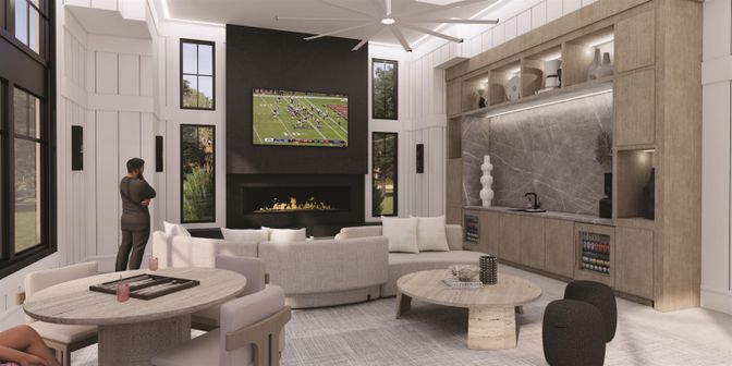 Dining room, Fireplace, Interior, Living room