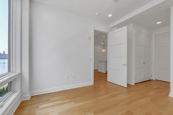 Empty room, Interior, Pendant Lights, Recessed Lighting, Wood Texture Flooring