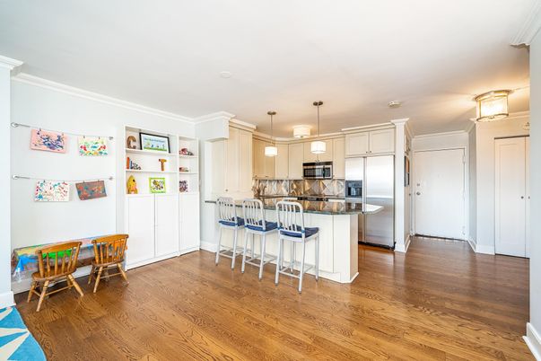 Interior, Kitchen, Pendant Lights, Stainless Steel Appliances, Wood Texture Flooring