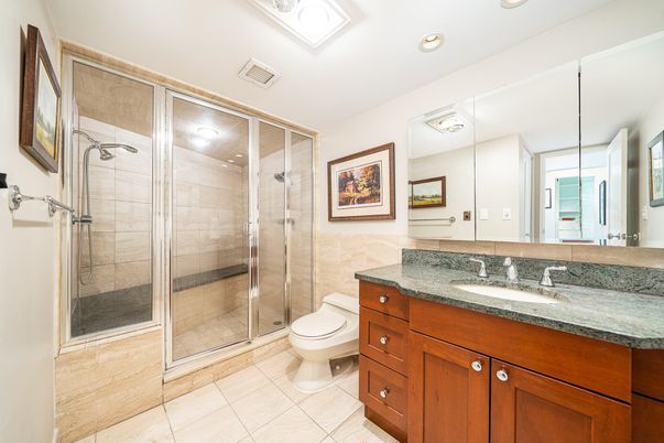 Bathroom, Glass Shower, Interior, Recessed Lighting