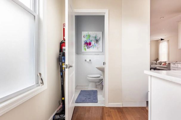 Bathroom, Interior, Recessed Lighting, Wood Texture Flooring