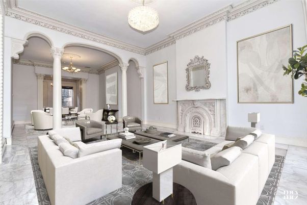 Chandelier, Fireplace, Interior, Living room, Marble