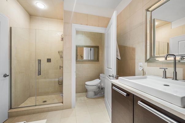 Bathroom, Glass Shower, Interior, Recessed Lighting