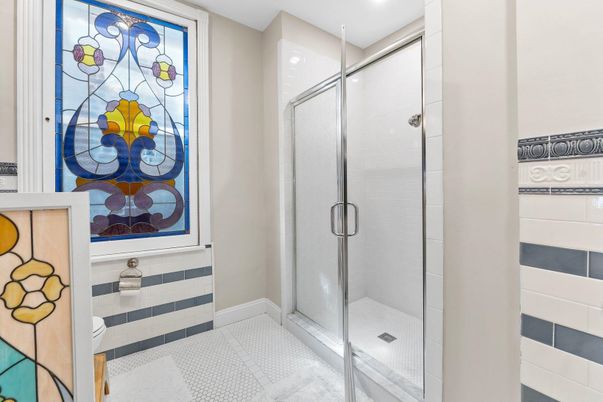 Bathroom, Glass Shower, Interior, Recessed Lighting