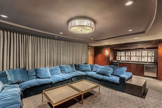 Interior, Living room, Projection Screen, Recessed Lighting, Theatre Room