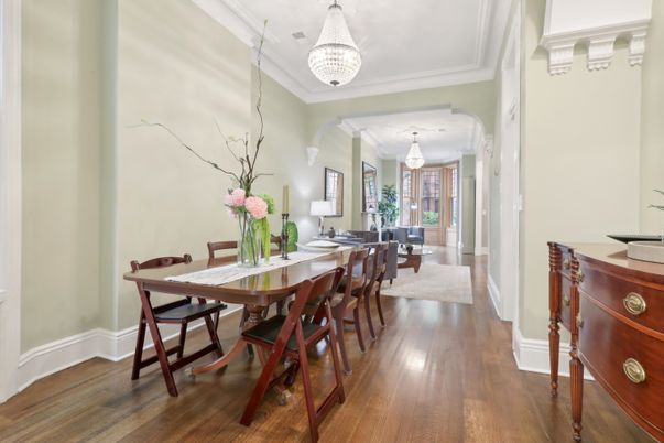 Chandelier, Dining room, Interior, Pendant Lights, Wood Texture Flooring