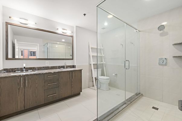 Bathroom, Dual Sink Vanities, Glass Shower, Interior, Recessed Lighting
