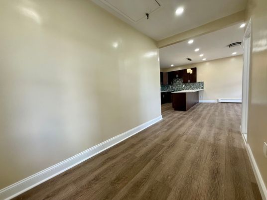 Interior, Kitchen, Pendant Lights, Recessed Lighting, Wood Texture Flooring
