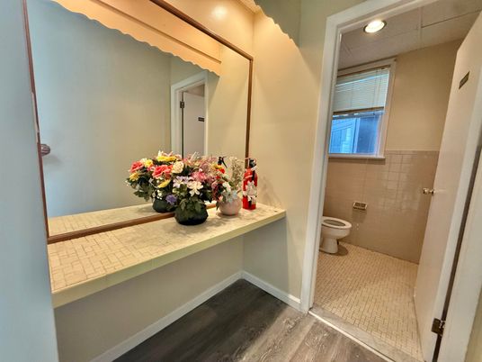 Bathroom, Interior, Recessed Lighting, Wood Texture Flooring