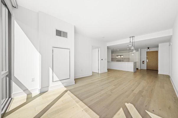 Empty room, Interior, Pendant Lights, Wood Texture Flooring