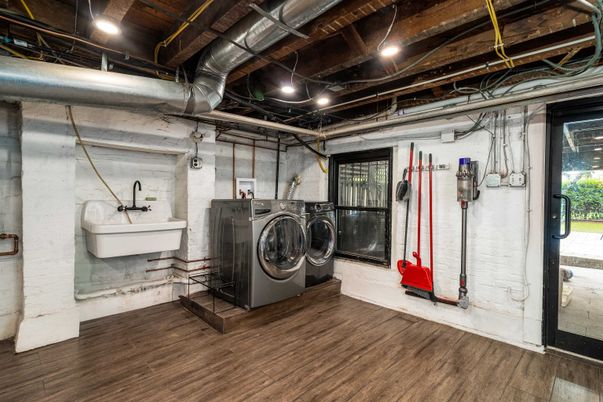 Interior, Recessed Lighting, Utility Closets, Washer, Wood Texture Flooring
