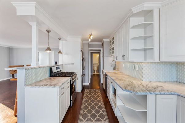 Interior, Kitchen, Pendant Lights, Stainless Steel Appliances, Wood Texture Flooring