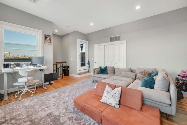 Home Office, Interior, Living room, Recessed Lighting, Wood Texture Flooring