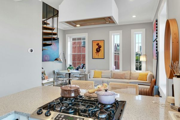 Dining room, Interior, Kitchen, Living room, Recessed Lighting