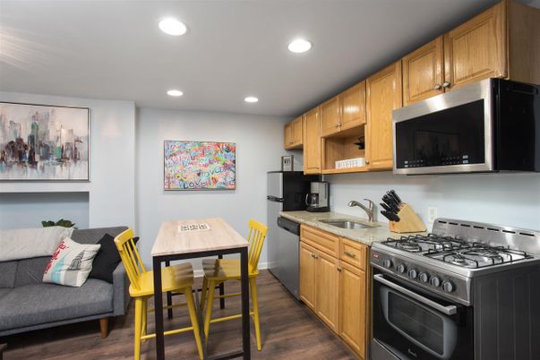 Dining room, Interior, Kitchen, Recessed Lighting, Wood Texture Flooring