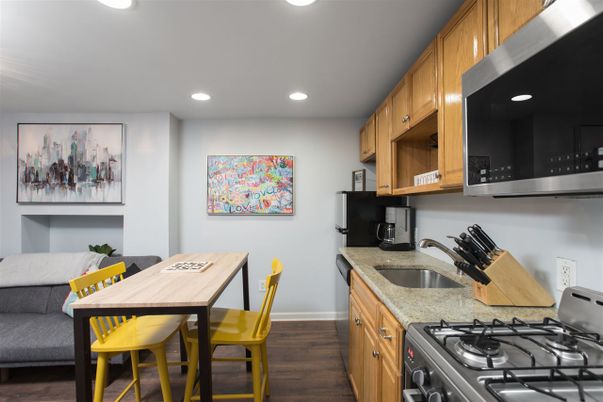 Dining room, Interior, Kitchen, Recessed Lighting, Wood Texture Flooring