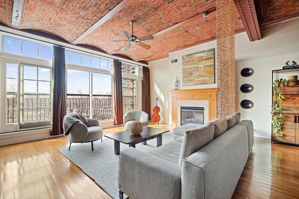 Fireplace, Interior, Living room, Stone Walls, Wood Texture Flooring