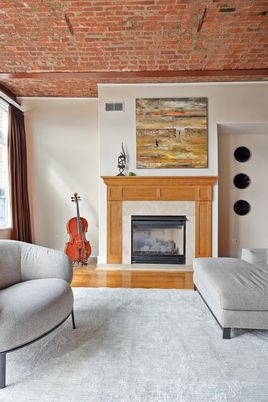 Fireplace, Interior, Stone Walls, Wood Texture Flooring