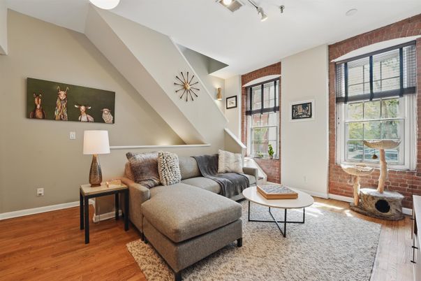 Interior, Living room, Stone Walls, Wood Texture Flooring