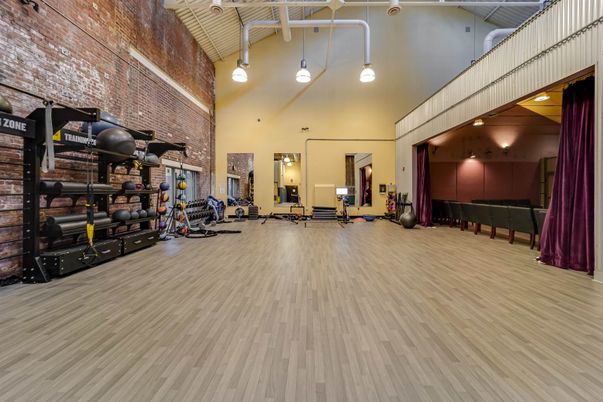 Fitness Equipment, Interior, Pendant Lights, Wood Texture Flooring