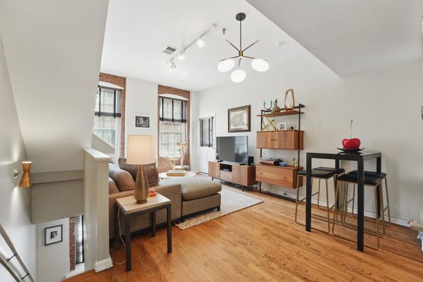 Interior, Living room, Pendant Lights, Wood Texture Flooring