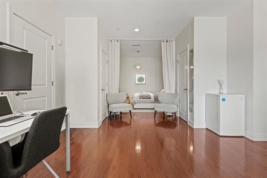 Home Office, Interior, Recessed Lighting, Wood Texture Flooring