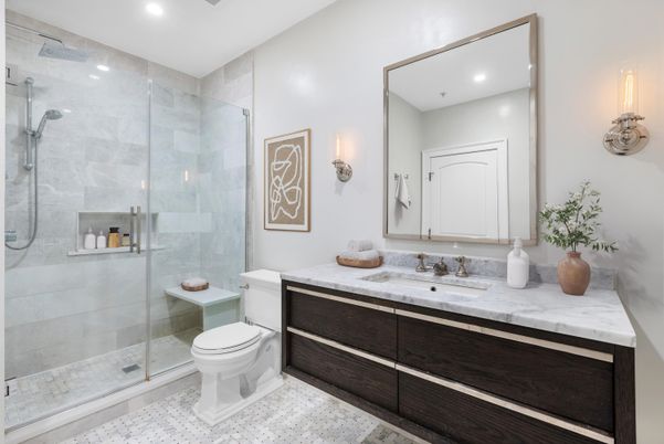 Bathroom, Glass Shower, Interior, Recessed Lighting